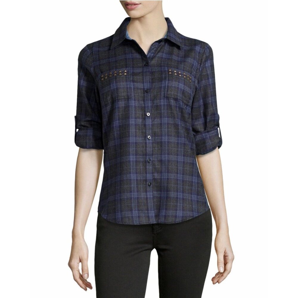 Robert Graham Women's "Harper" Boyfriend‎ fit Flannel Shirt, Size XS
